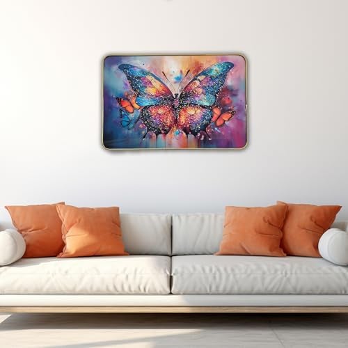 Masstone Decorative Butterfly Wall Painting with Crystal Embedded High Gloss Surface Gold Slim Frame Embossed, 45x30 cm Wall Hanging Photos Home Décor Wall Art For Living Room, Bedroom, Drawing room - Image 4