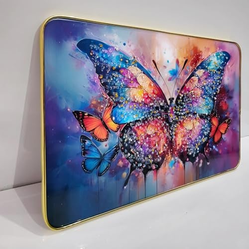 Masstone Decorative Butterfly Wall Painting with Crystal Embedded High Gloss Surface Gold Slim Frame Embossed, 45x30 cm Wall Hanging Photos Home Décor Wall Art For Living Room, Bedroom, Drawing room - Image 3