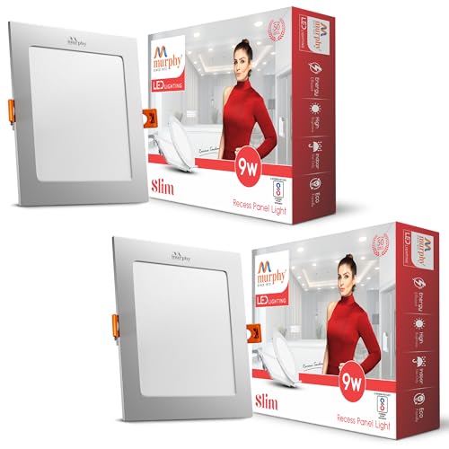 Murphy Aluminium 9-Watt Slim Square Led Panel Ceiling Light (Warm White, Pack Of 2) - Image 1