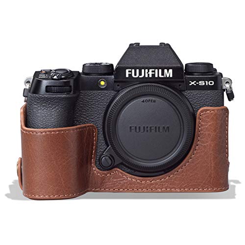 MegaGear MG1962 Ever Ready Genuine Leather Camera Half Case Compatible with Fujifilm X-S10 - Brown - Image 1