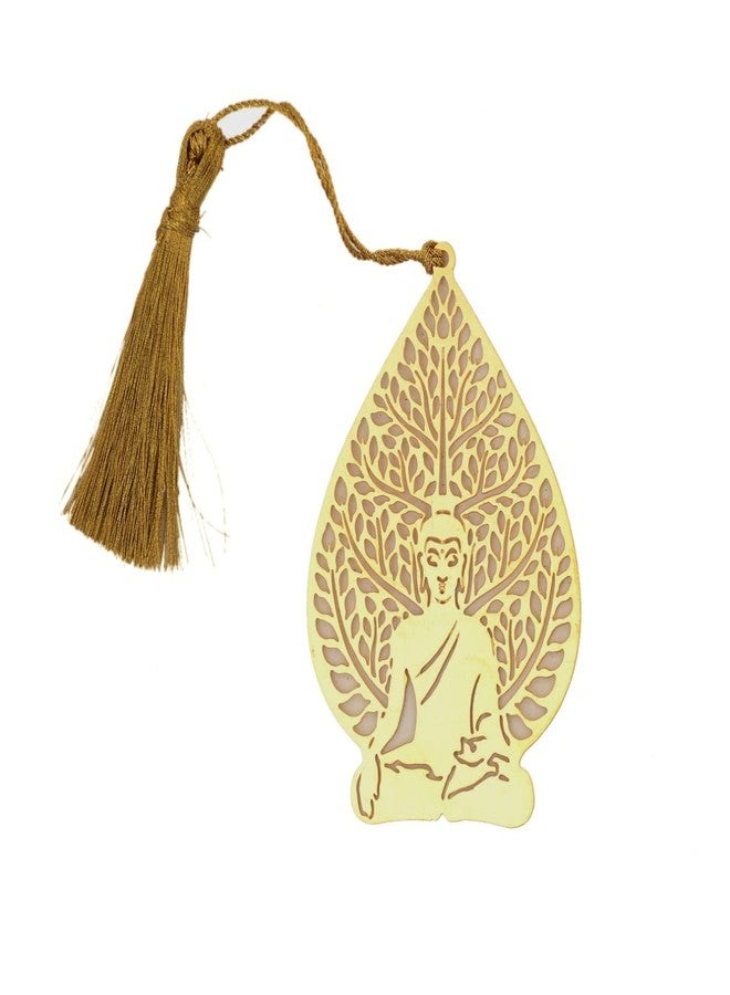 Skywalk Handcrafted Lord Buddha Metal Bookmark with Tassel, Pendant Charm, School Supplies Page Holder Charm (Golden) - Image 1