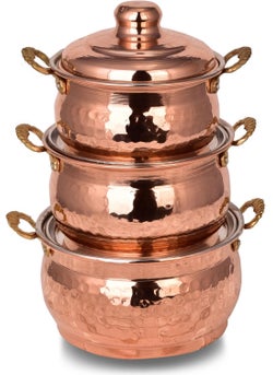 Rotanev Copper Mini Casserole 3-Piece Pot Set  - Image 2