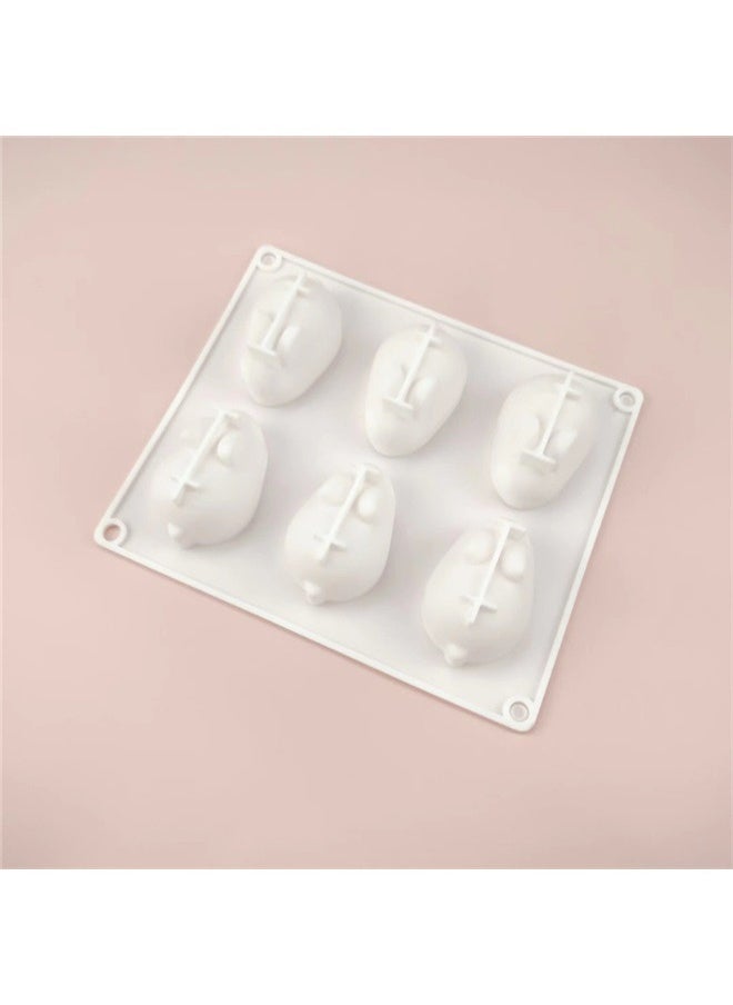 yongsheng Silicone Cake Mold White， Easter Rabbit Baking Mold, Silicone Rabbit Mold for Baking Rabbit Shape French Dessert Fondant Mousse Cake Pudding Jelly 6 Cavity  - Image 2