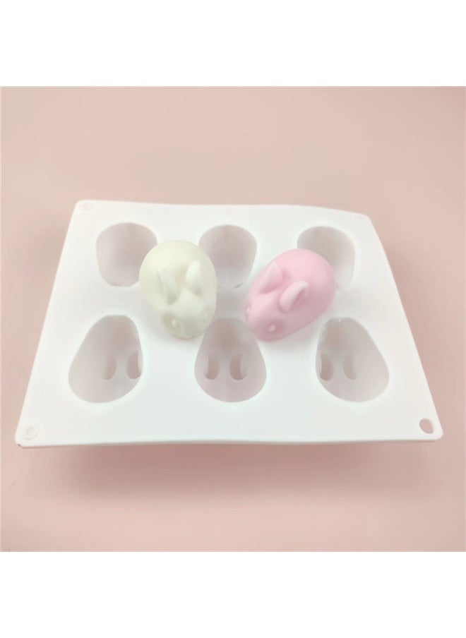yongsheng Silicone Cake Mold White， Easter Rabbit Baking Mold, Silicone Rabbit Mold for Baking Rabbit Shape French Dessert Fondant Mousse Cake Pudding Jelly 6 Cavity  - Image 3