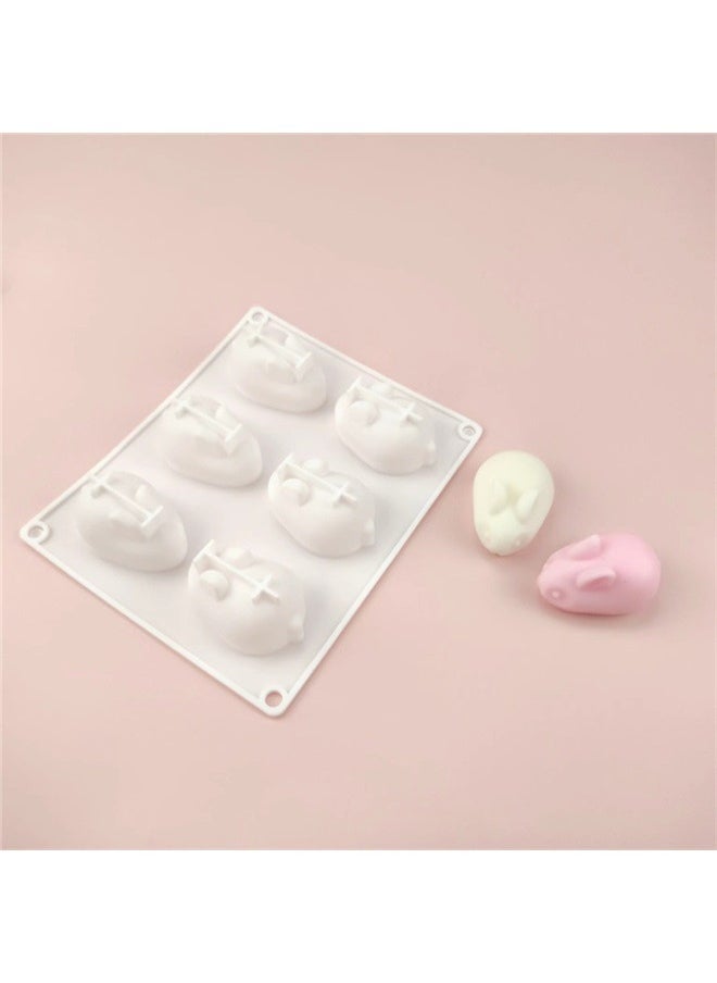 yongsheng Silicone Cake Mold White， Easter Rabbit Baking Mold, Silicone Rabbit Mold for Baking Rabbit Shape French Dessert Fondant Mousse Cake Pudding Jelly 6 Cavity  - Image 5