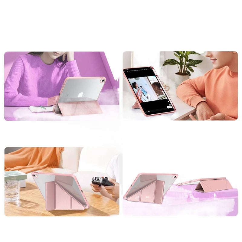 DGG حافظة آيباد شفافة بظهر واضح لجهاز iPad Air / iPad 10.2 مع حامل قلم باللون أسود بظهر شفاف باللون الأسود - Image 3