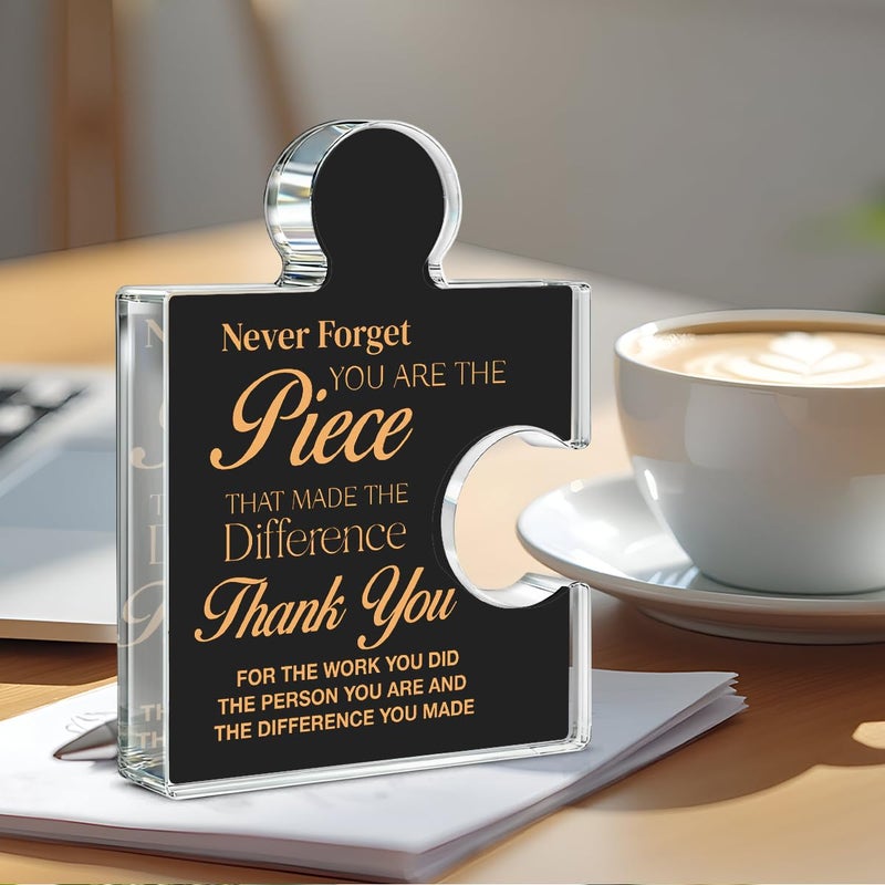 Yigaue Thank You Appreciation Gifts for Coworkers, Retirement Goodbye Gift for Colleagues Employees, Never Forget You Are the Piece That Made the Difference Acrylic Puzzle Piece Plaque Office Decor, Black - Image 4