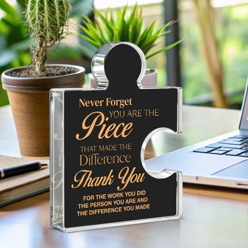 Yigaue Thank You Appreciation Gifts for Coworkers, Retirement Goodbye Gift for Colleagues Employees, Never Forget You Are the Piece That Made the Difference Acrylic Puzzle Piece Plaque Office Decor, Black - Image 3