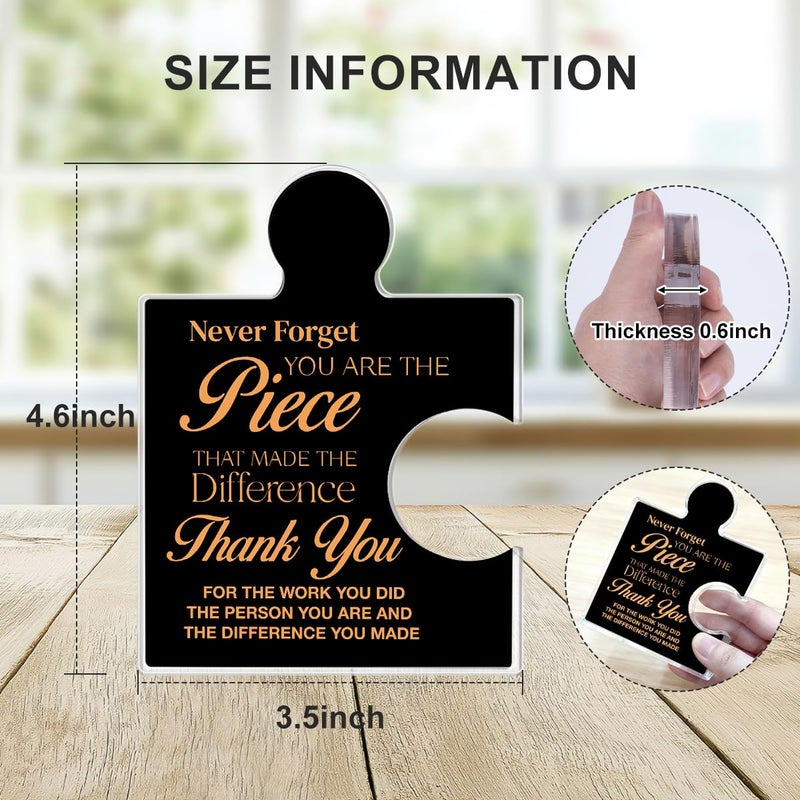 Yigaue Thank You Appreciation Gifts for Coworkers, Retirement Goodbye Gift for Colleagues Employees, Never Forget You Are the Piece That Made the Difference Acrylic Puzzle Piece Plaque Office Decor, Black - Image 2