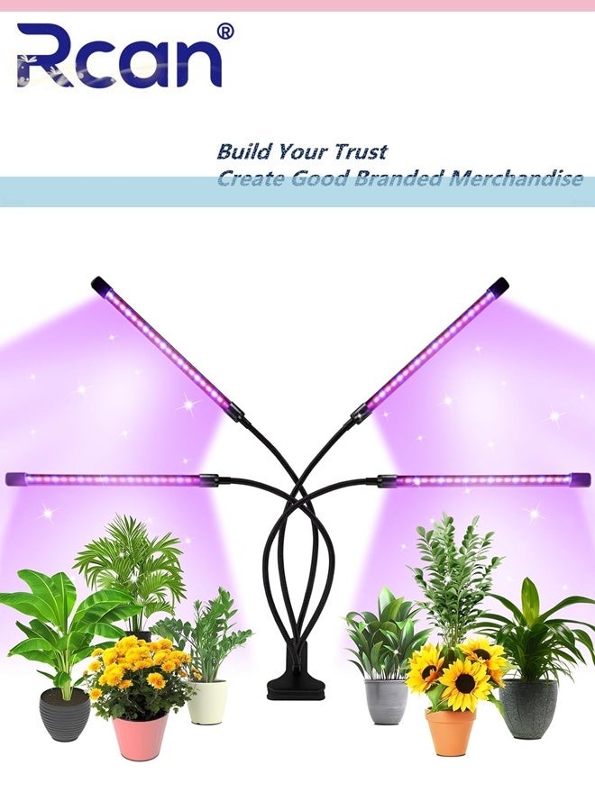 Rcan 4 Head Grow Light for Indoor Plants, Clip on Grow Lights with Timer, Full Spectrum Grow Lights for Seed Starting Adjustable Gooseneck suitable for Indoor Plant Seedlings Various Plants Growth - Image 1
