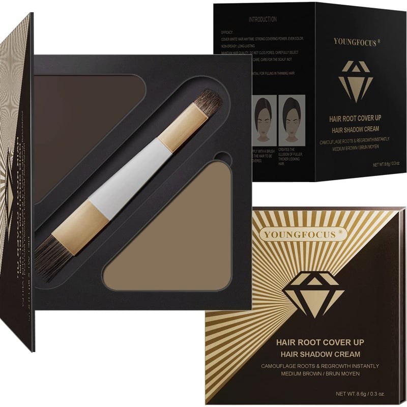 youngfocus Root Cover Up Cream - Root Touch Up Hair Cream, Temporary Hair Color Dye Hairline Creams Instantly Conceals Hair Loss, Cover Greys And Touch Up Highlights, Stain-Proof 48 Hour Durable Durable, Large Capacity Formula, Hair Creams For Thinning Hair, Cruelty-free, Hair Toppers For Women & Men (Dark Brown & Light Brown)