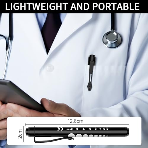 RISEMART 3packs Pen Lights for Nurses, Pen Light Medical, Penlights for Nurses with Pupil Gauge and Ruler, White Light LED Penlight for Nursing School Student Doctor EMT CNA (Black/Gold/White) - Image 5