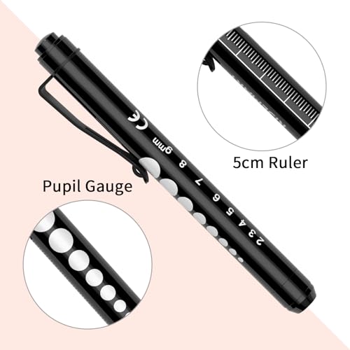 RISEMART 3packs Pen Lights for Nurses, Pen Light Medical, Penlights for Nurses with Pupil Gauge and Ruler, White Light LED Penlight for Nursing School Student Doctor EMT CNA (Black/Gold/White) - Image 3