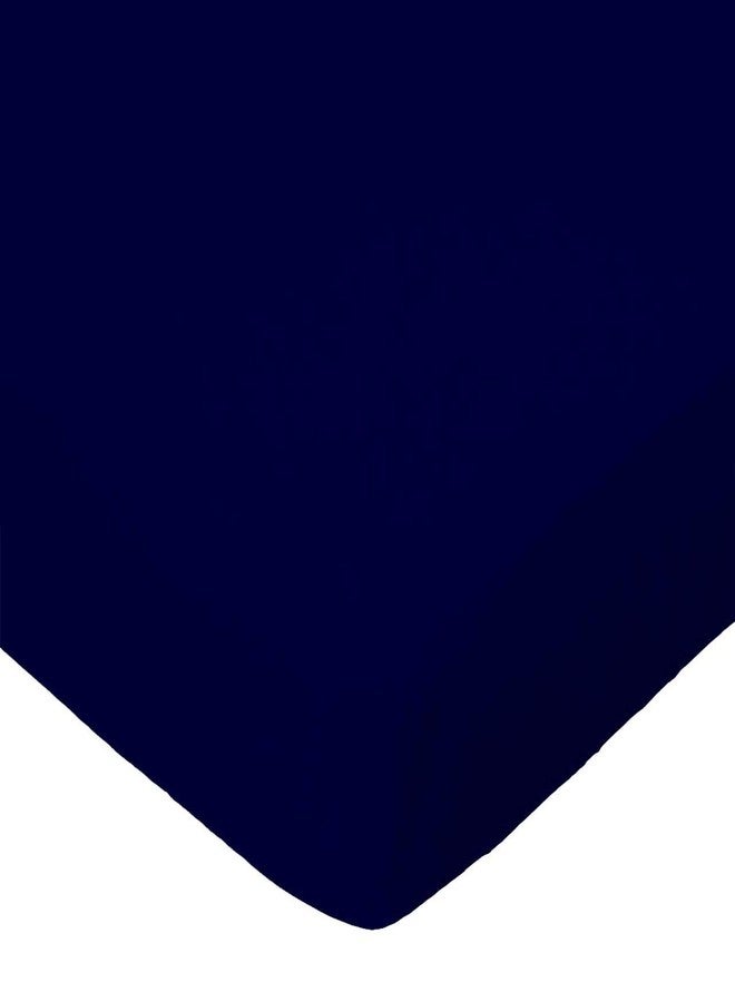 SHEETWORLD.COM SheetWorld Fitted 100% Cotton Percale Stroller Bassinet Sheet 13 x 29, Solid Navy Woven, Made in USA - Image 1