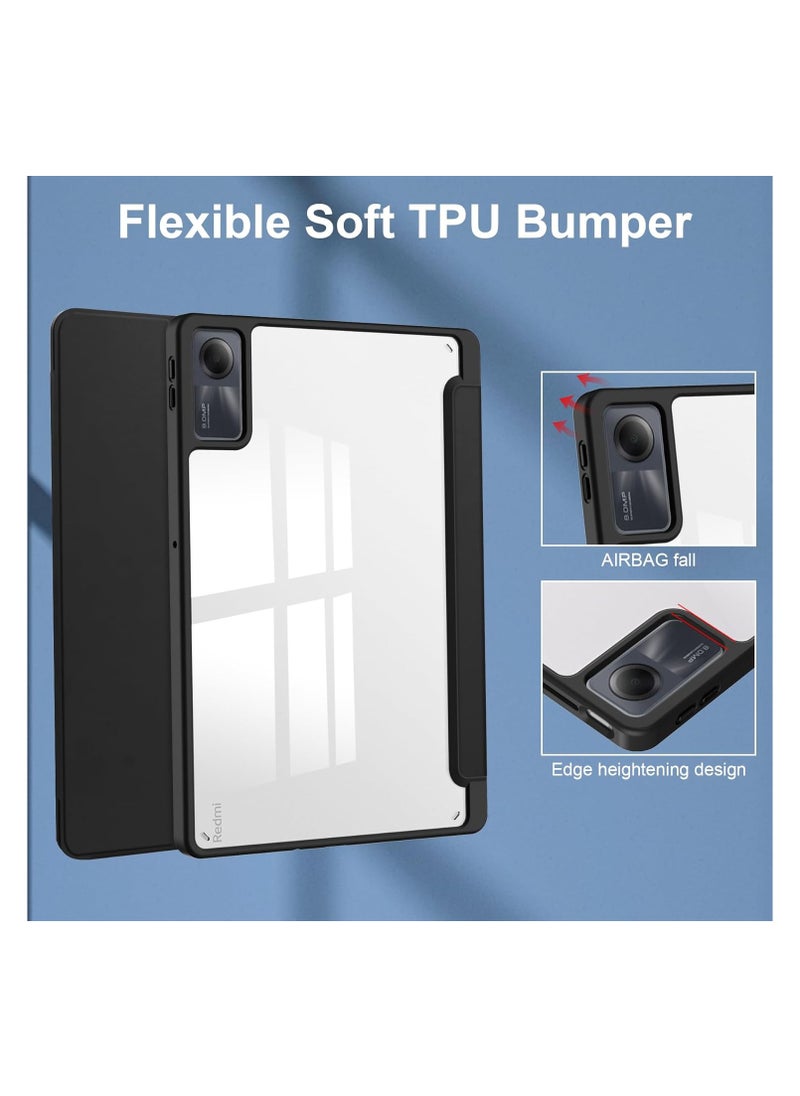 EVO Redmi Pad SE Case, Redmi Pad SE Cover, Redmi Pad SE 11 Inch Case, Xiaomi Redmi Pad SE Case, Pokaas Tablet Case, Trifold Stand Function, Pen Holder, Transparent Back Cover, Auto Sleep Function, black  - Image 5
