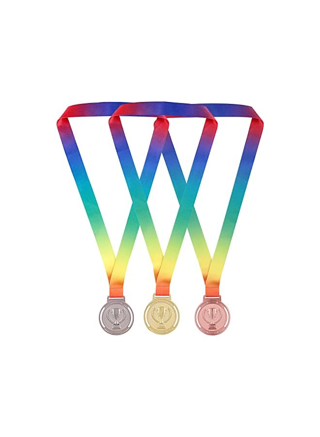 promass Medals Metal Gold Silver Bronze Medals Winner Awards Olympic Style Medal with Rainbow Ribbon in Any Event, 2.55 inch, 3Pcs - Image 2