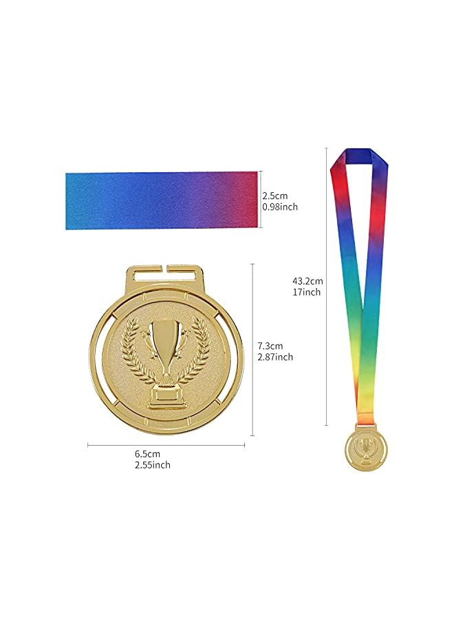 promass Medals Metal Gold Silver Bronze Medals Winner Awards Olympic Style Medal with Rainbow Ribbon in Any Event, 2.55 inch, 3Pcs - Image 4