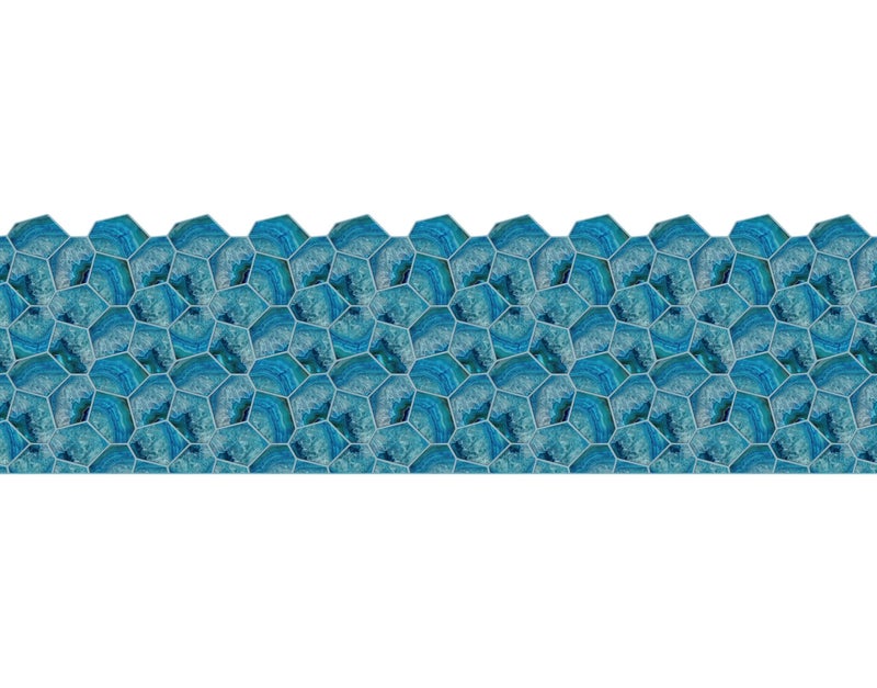 WallDesign Blue Acrylic Shell Tile Sticker - 2ft x 9.75 inch Waterproof Easy Clean Durable Vinyl Decorative Film for Kitchen Counter, Washbasin, Table, Wall, Cupboard-Self-Adhesive - Image 1