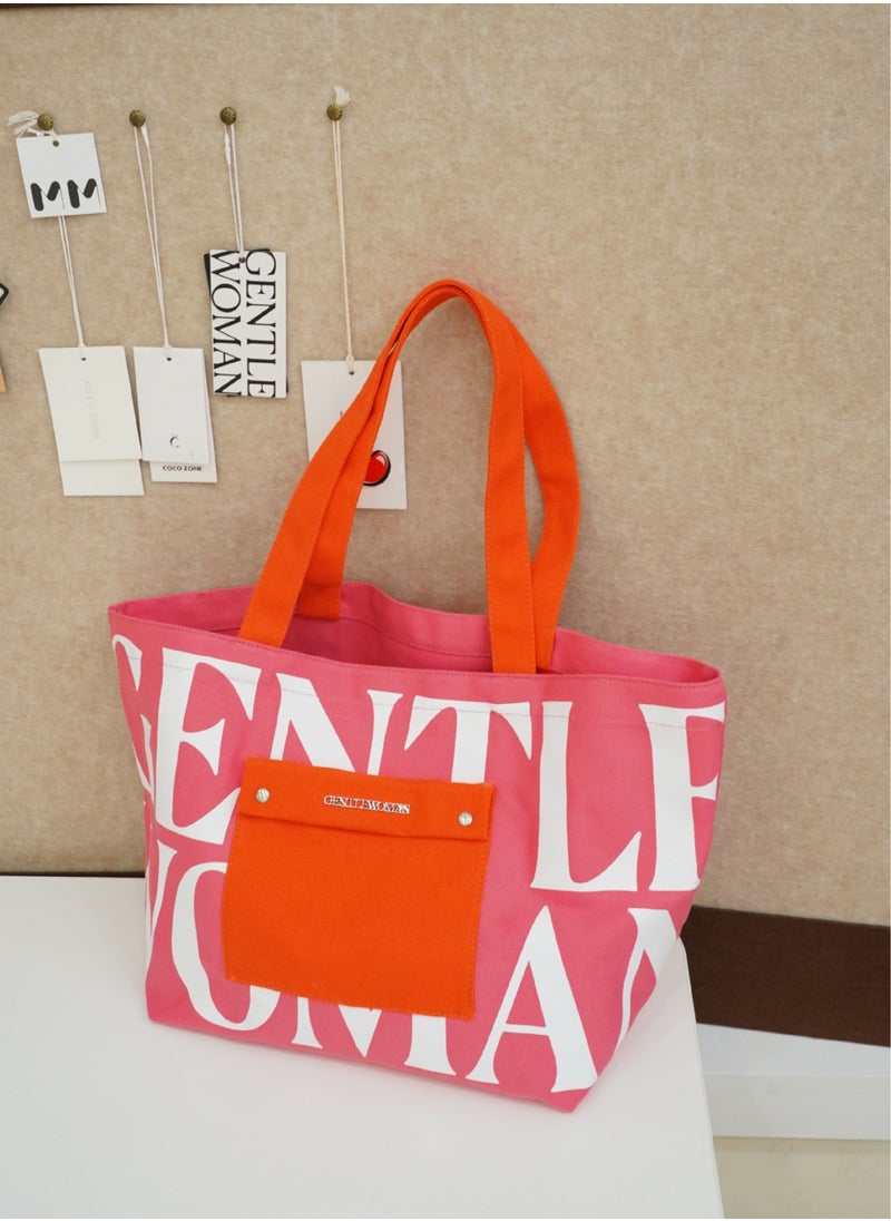 Gentle Woman large letter painted canvas bag versatile and fashionable shoulder bag - pzsku/Z31E920EE3812281B1C36Z/45/1741768086/e4f9bf52-4b26-4370-bcd7-2948d97c2b5e