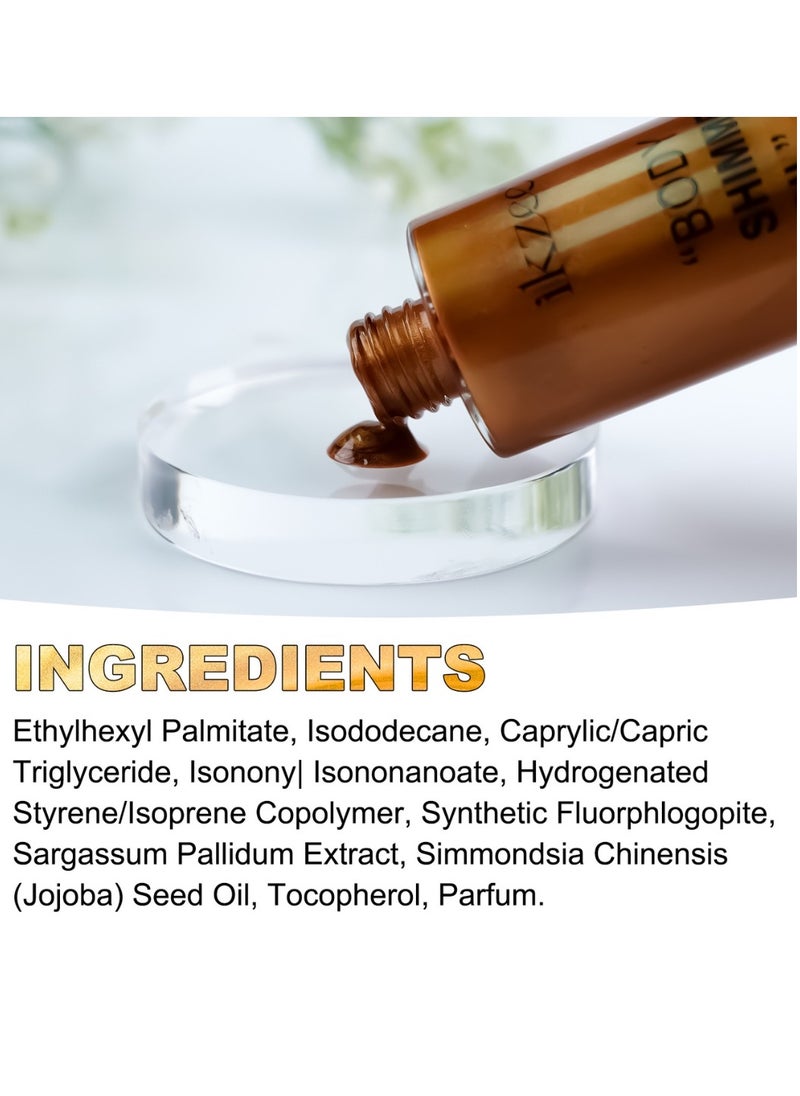 IKZEE - Bronze Gold Body Shimmer Oil 100ml Body Shimmer Lotion Glow Oil Body Luminizer Oil Glow Lotion for Brightening Body Long Lasting Shimmering Body Oil for Body & Face No.03 - Image 1
