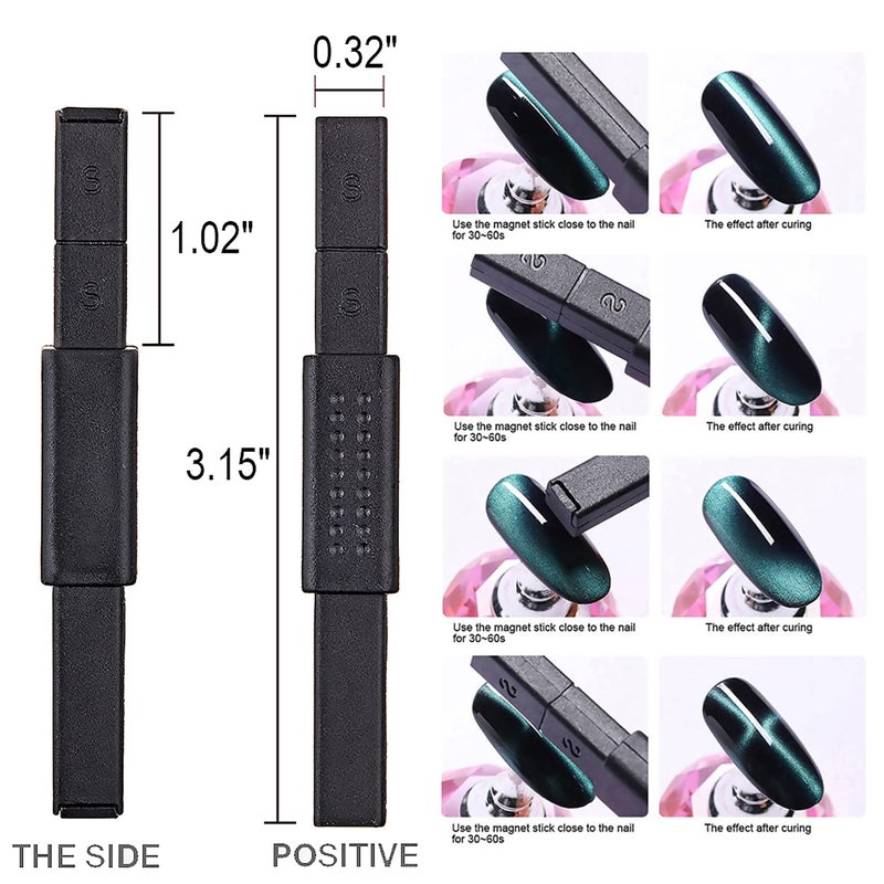 SILPECWEE 6Pcs Nail Magnet 3d Cat Eye Magnet for Nails Dual-Ended Magnetic Stand Nail Polish Pens Nail Design Tools Nail Art Accessories for DIY& Salon - Image 5