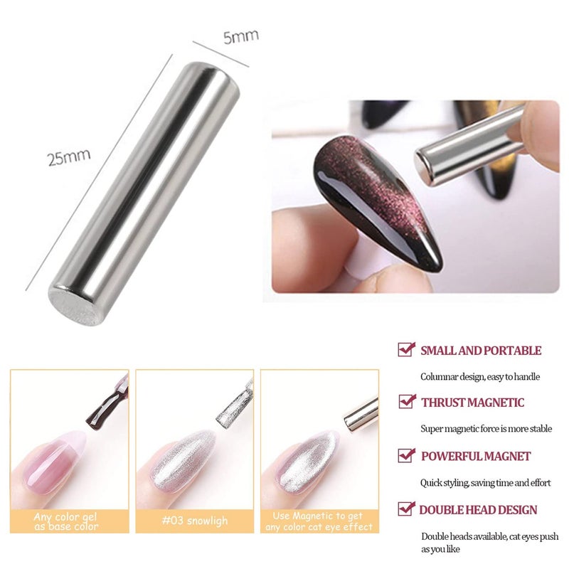 SILPECWEE 6Pcs Nail Magnet 3d Cat Eye Magnet for Nails Dual-Ended Magnetic Stand Nail Polish Pens Nail Design Tools Nail Art Accessories for DIY& Salon - Image 2
