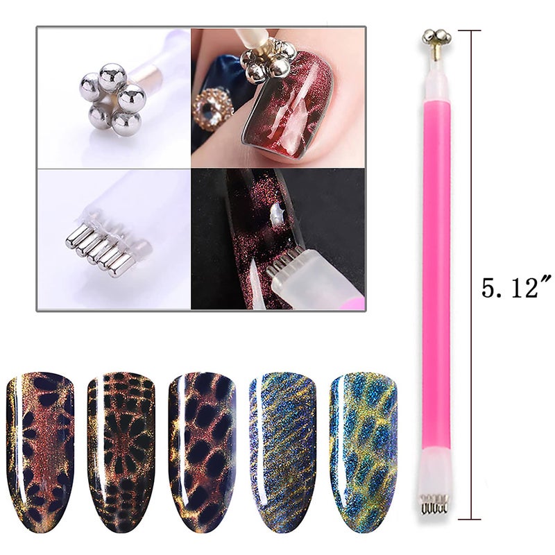 SILPECWEE 6Pcs Nail Magnet 3d Cat Eye Magnet for Nails Dual-Ended Magnetic Stand Nail Polish Pens Nail Design Tools Nail Art Accessories for DIY& Salon - Image 4
