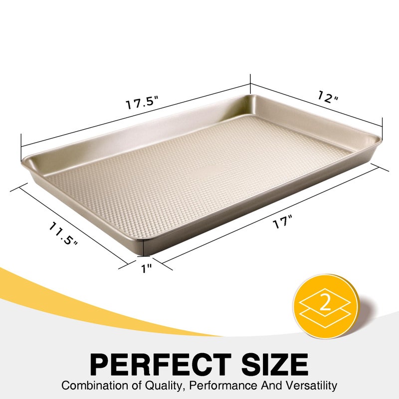 HONGBAKE 2 Pack Half Sheet Baking Pans,Non Stick Baking Sheet for Oven, 57% Thicker Carbon Steel Cookie Sheets for baking, 17.5" x 12" Cookie Trays - Image 3