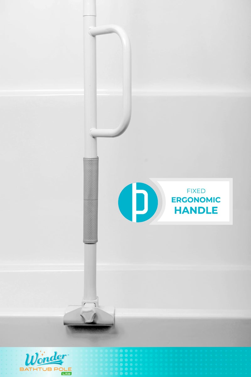 Stander Wonder Bathtub Pole Lite, Tub to Ceiling Grab Bar, Adjustable Shower Handle for Bathtubs, Clamp on Bathroom Safety Rail for Seniors, Elderly Adults, No Drill Installation, White - Image 4