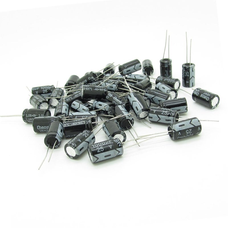 NewZoll 1000uf 25V Capacitor Aluminum Electrolytic Capacitor Kit for Air Conditioning LED Lights Audio Microwave Oven Refrigerator (50pcs/Set) - Image 1