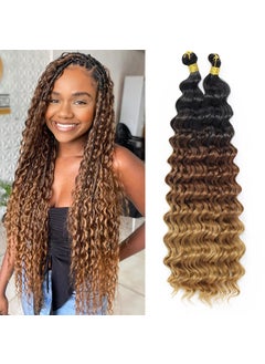 Eerya Eerya Long Curly Braiding Hair 18 Inch 2 Packs Ocean Wave Crochet Hair for Black Women Deep Wave Braiding Hair for Boho Braids 18 inch T1B3027 