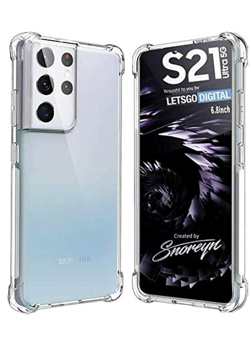 Generic For Samsung Galaxy s21 ultra Silicone Case Transparent TPU Gorilla Anti-shock Protector Camera Shockproof Corners - Clear  - Image 1