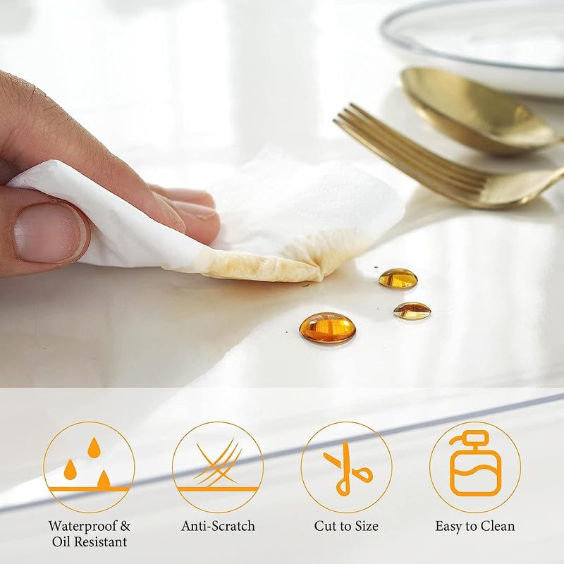 DEEPDREAM Deep Dream 2mm Thick Clear Table Cover Protector 36 x 60 Inch, Plastic Table Cover Rectangle, PVC Clear Table Protector, Desk Protector Mat for Dining Room Table - Image 5