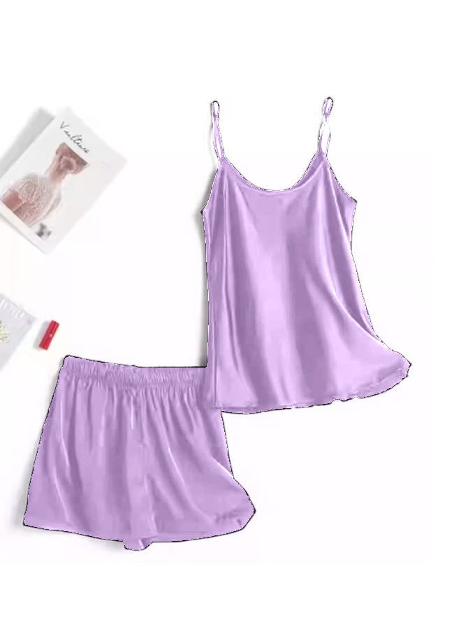 المرأة السباغيتي الأشرطة بروتيل بلوزة المنزل السراويل المتسكعون مجموعة الزي T-16 - Image 2