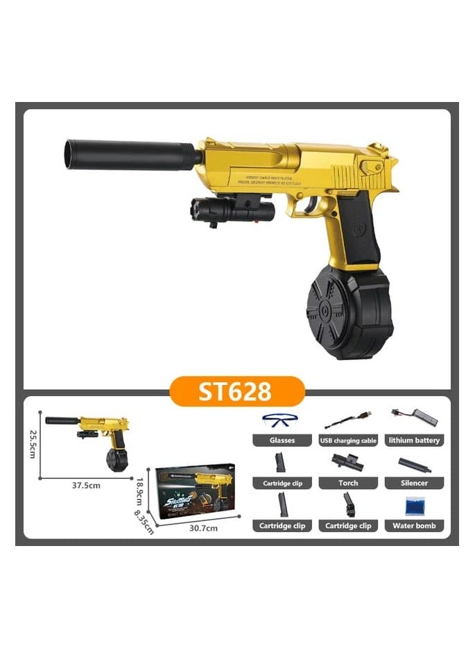 ألعاب ناسف جل كهربائي مسدس رصاص مائي كامل تلقائي يتضمن طبل ونظارات واقية لإصدار ترقية لعبة الفريق في الهواء الطلق للأعمار من 8 سنوات فما فوق (ذهبي) - Image 3