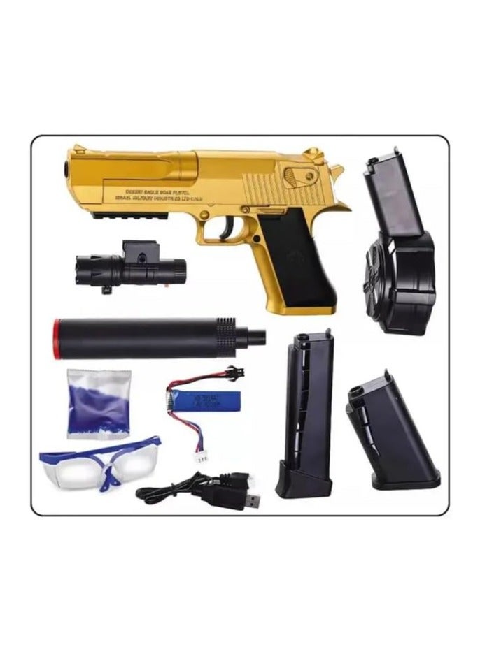 ألعاب ناسف جل كهربائي مسدس رصاص مائي كامل تلقائي يتضمن طبل ونظارات واقية لإصدار ترقية لعبة الفريق في الهواء الطلق للأعمار من 8 سنوات فما فوق (ذهبي) - Image 4