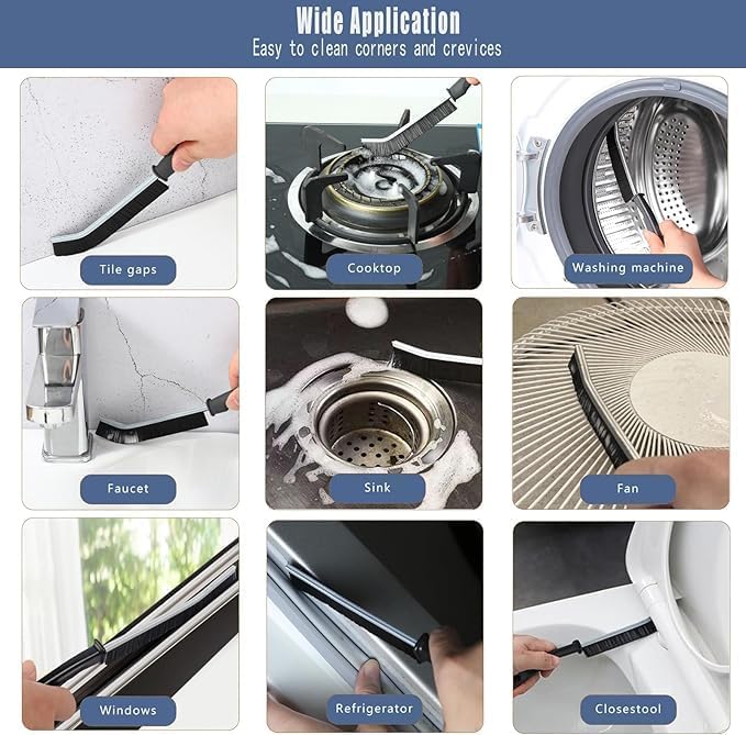 Vruta 2 PCS Plastic Gap Cleaning Brush, Bathroom Gap Cleaning Brush, Clean The Dead Corners of Kitchen Tiles, Multifunctional Window Slots, Multi-Purpose Door Window Track Deep (2) - Image 3