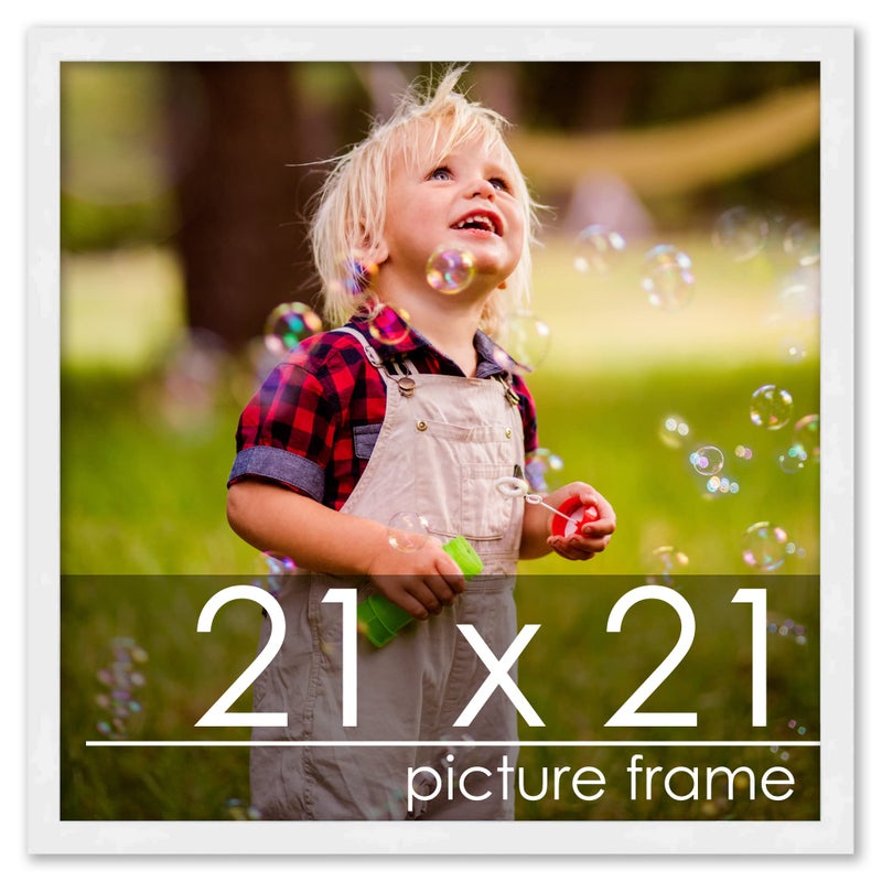 Poster Palooza Poster Palooza 21x21 Frame White Solid Pine Wood Picture Frame  Includes UV Acrylic Foam Board Backing  Hanging Hardware 