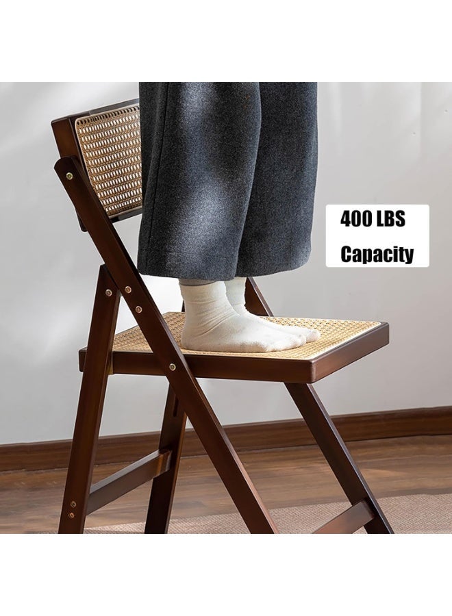 Bukela Wooden Rattan Folding Chairs Portable Save Space Kitchen Dining Chair for Balcony Living Room - Image 3