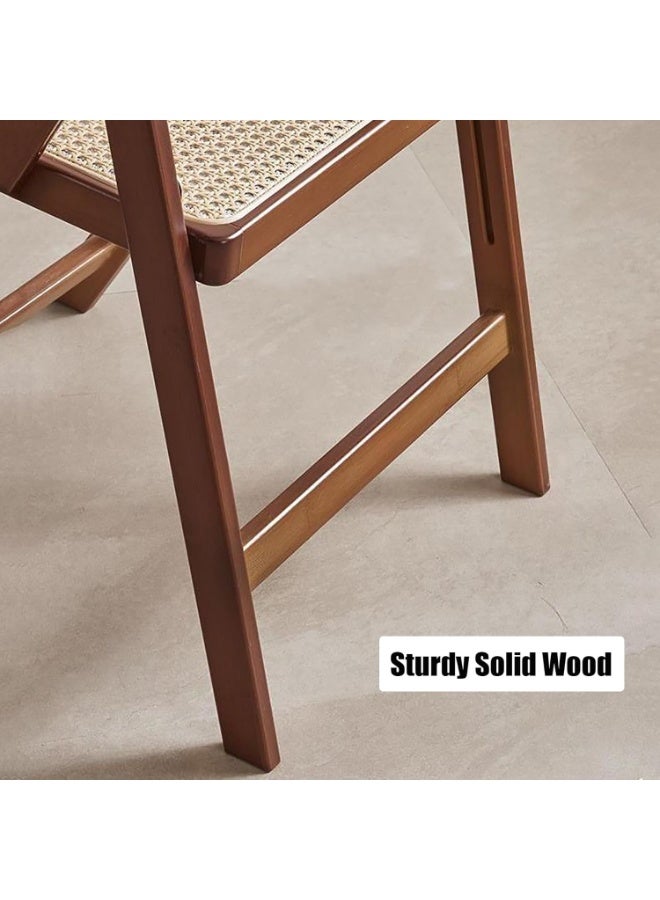 Bukela Wooden Rattan Folding Chairs Portable Save Space Kitchen Dining Chair for Balcony Living Room - Image 4