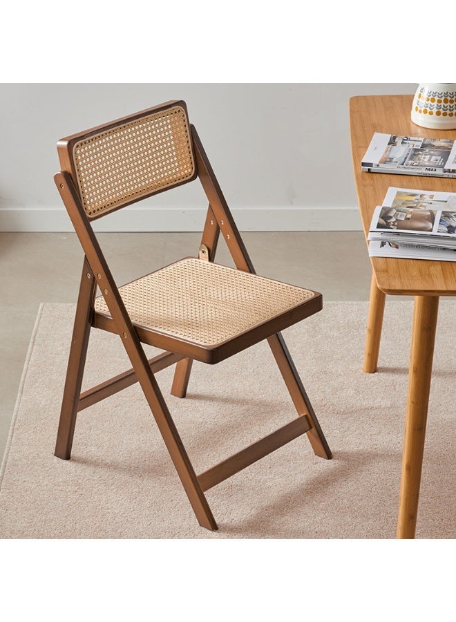 Bukela Wooden Rattan Folding Chairs Portable Save Space Kitchen Dining Chair for Balcony Living Room - Image 2
