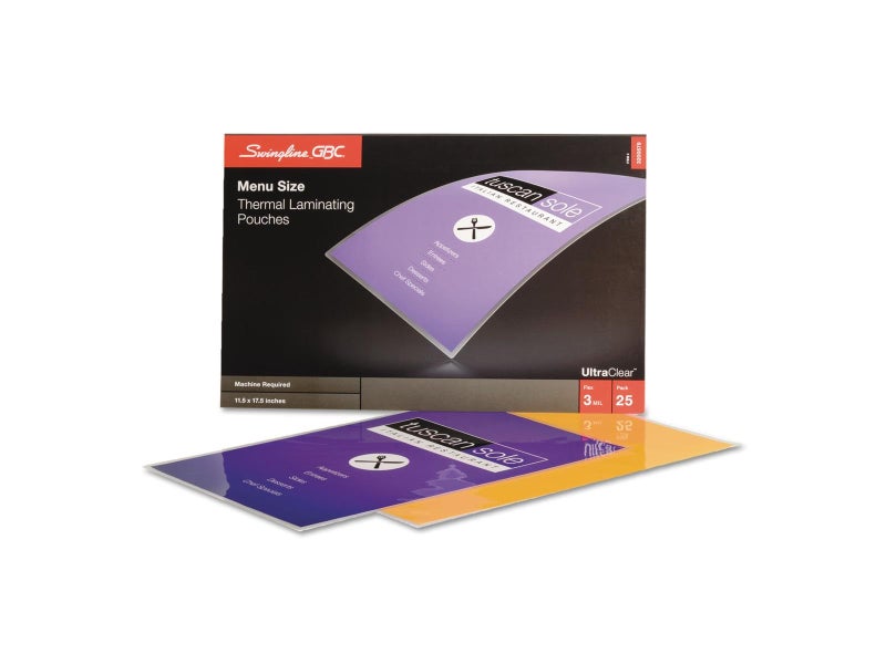 GBC Thermal Laminating Sheets / Pouches, Menu Size, 3 Mil, Ultra Clear, 25-Count (3200579) - Image 2