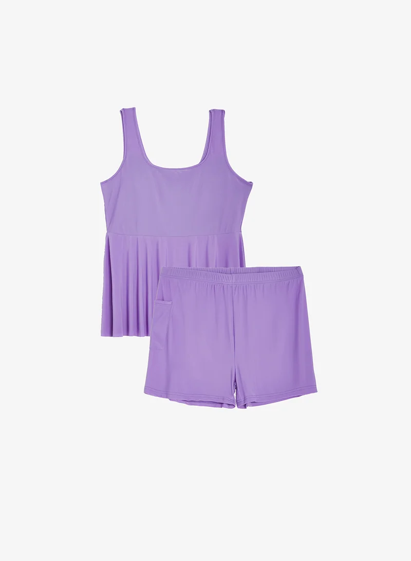 Ella Plus Square Neck Swimsuit With Shorts