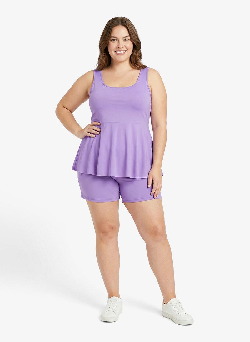Ella Plus Square Neck Swimsuit With Shorts - Image 1