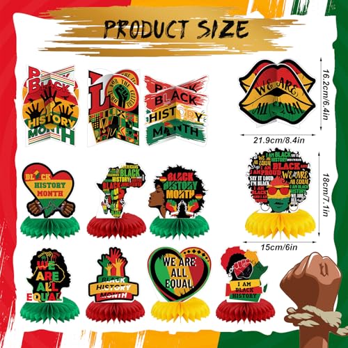 Pickmesh 12 Pieces Black History Month Party Decorations 3D Black History Honeycomb Centerpieces Table Decor African American BHM Festival Decorations Table Toppers for Party Supplies - Image 5