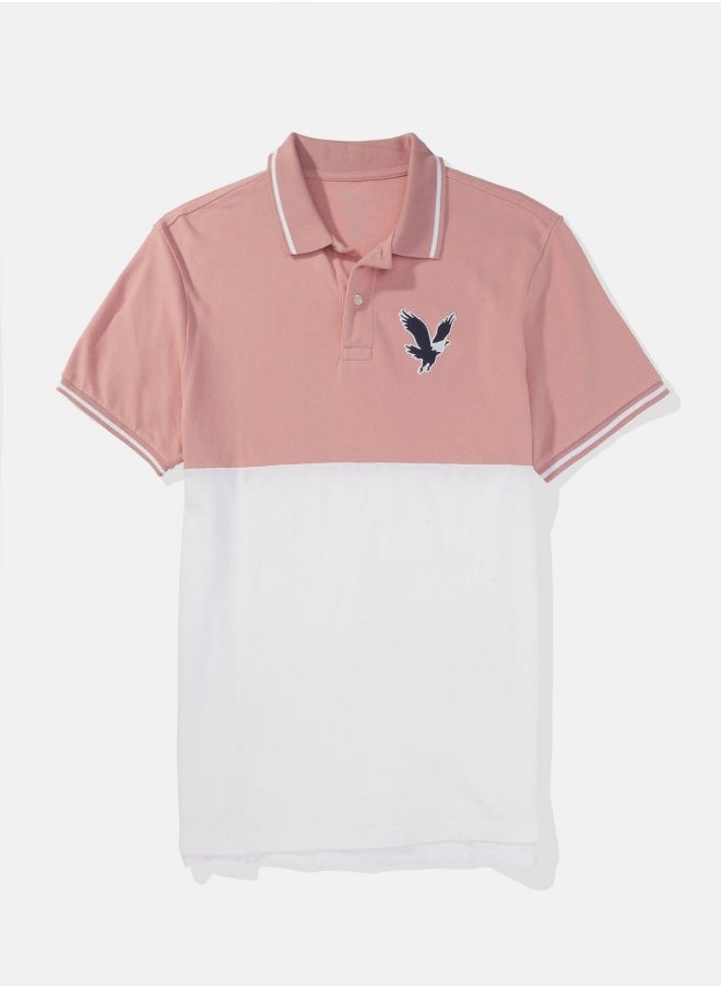 American Eagle - AE Colorblock Logo Flex Pique Polo Shirt - Image 1