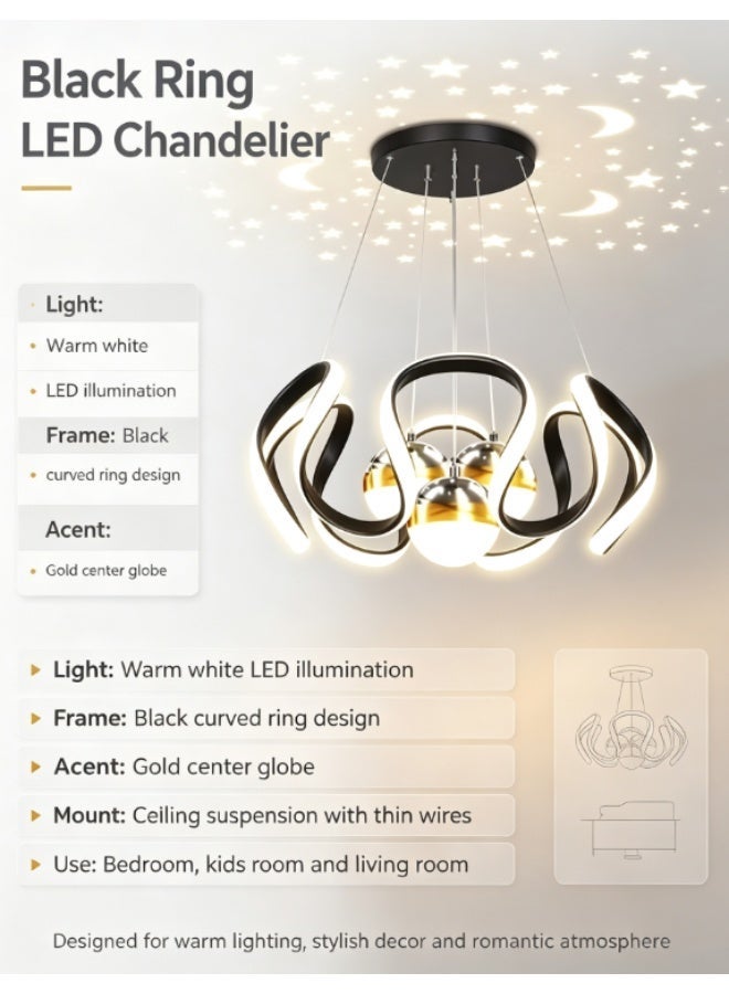 ثريا LED عصرية بإسقاط نجوم السماء، مصباح معلق بتصميم شمال أوروبا البسيط لغرفة النوم والصالة - Image 4
