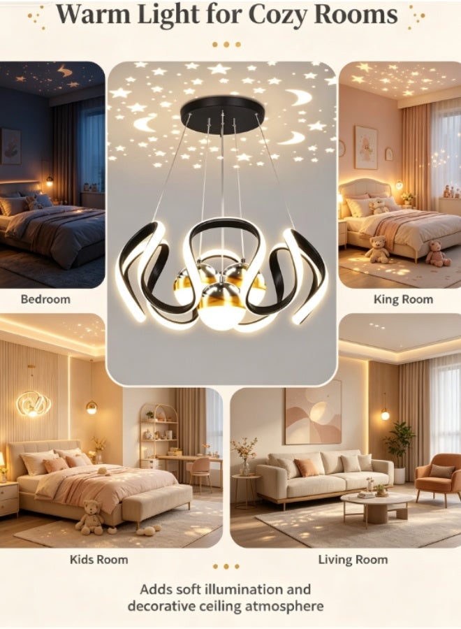 ثريا LED عصرية بإسقاط نجوم السماء، مصباح معلق بتصميم شمال أوروبا البسيط لغرفة النوم والصالة - Image 3