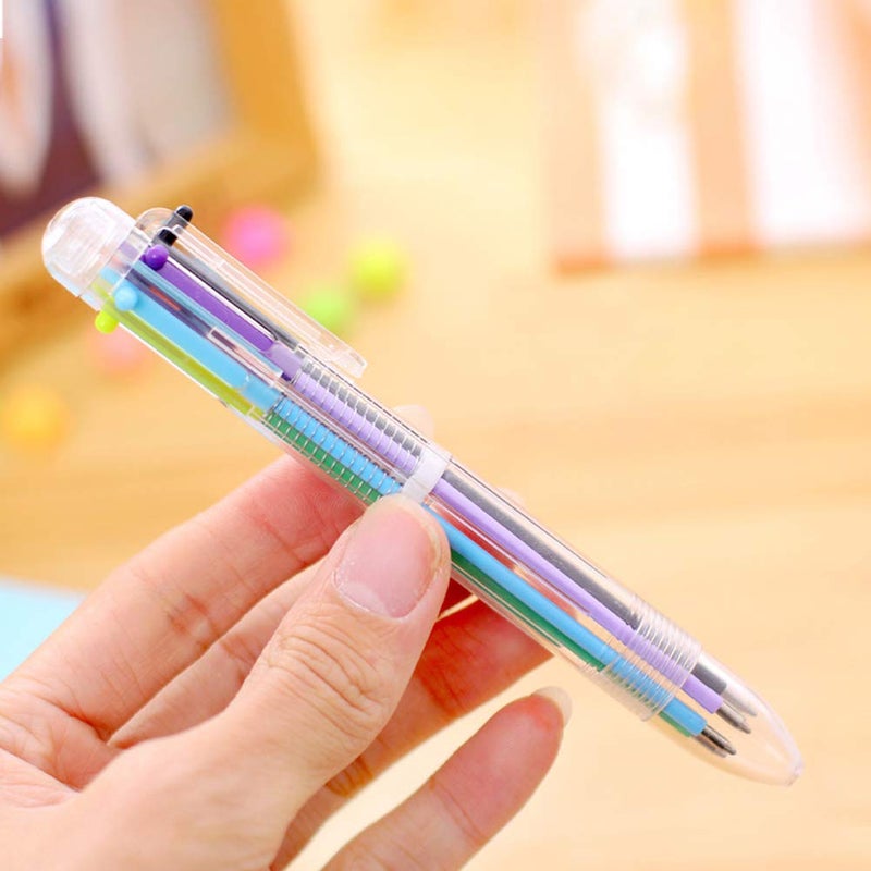Hutou 24 Pack Multicolor Ballpoint Pens 0.5mm 6-in-1, 6 Colors Retractable Ballpoint Pens for Office School Supplies Students Children Gift, Kids Party Favors Pen(24 Pack) - Image 3