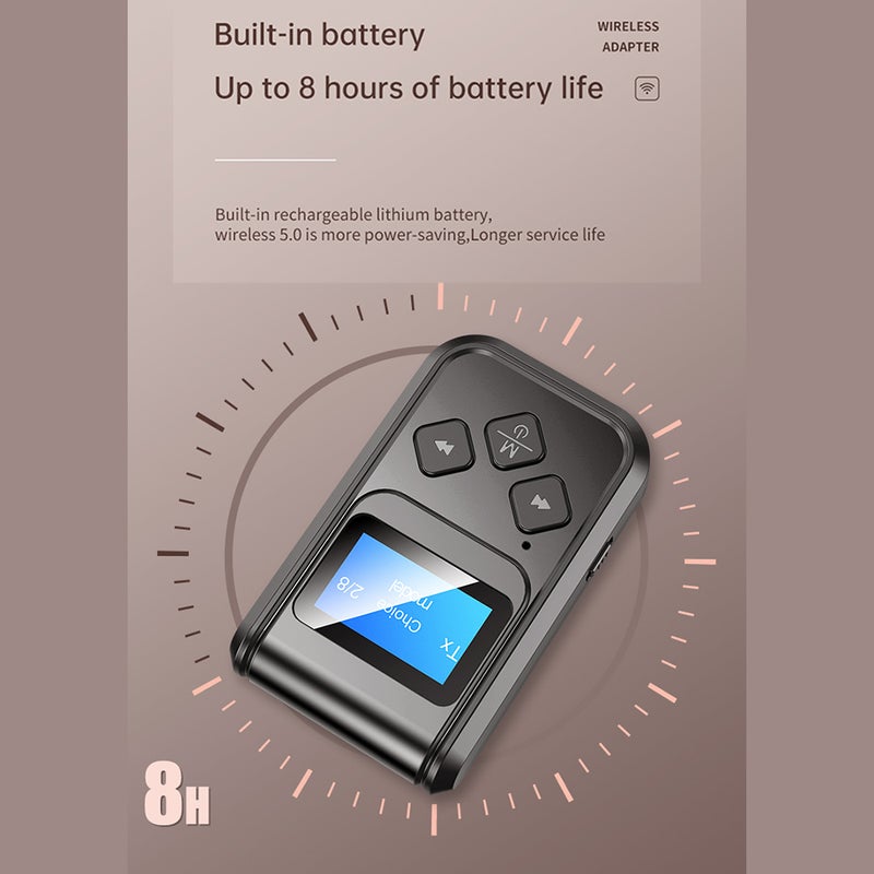 T15 BT 5.0 Wireless Audio Transmitter Receiver V8309_P Black - Image 5